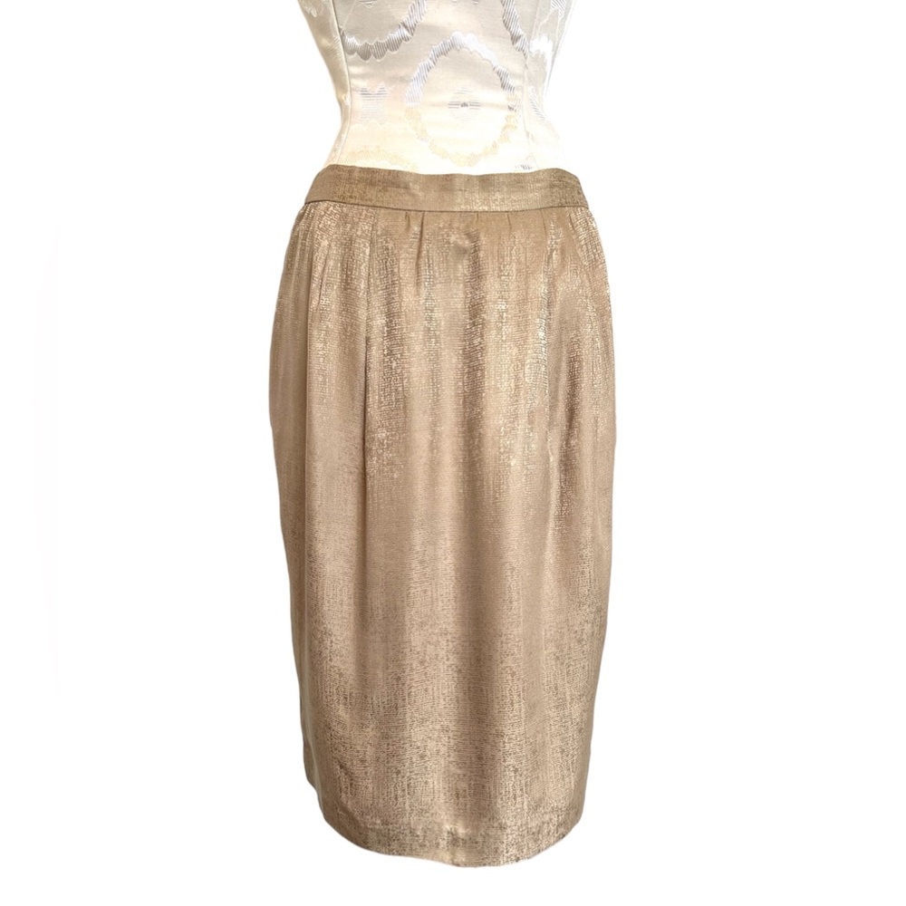 Gold silk pencil skirt